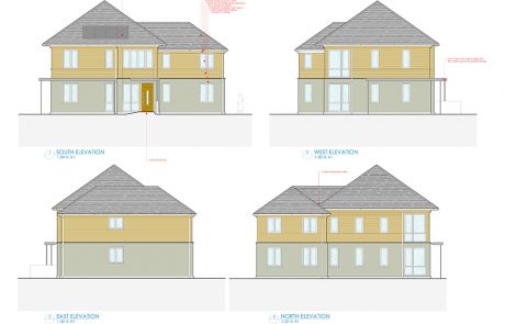 An image of architectural drawings for an apartment block over two stories, created by an architect at Construction Interior Design.