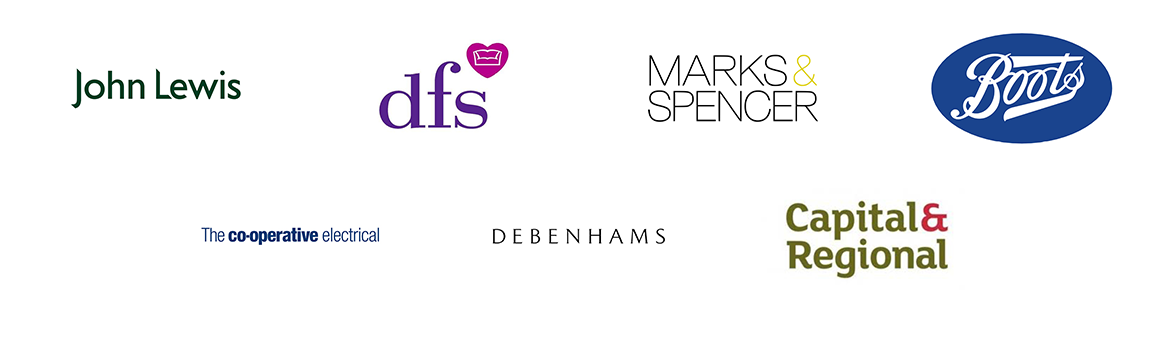 An image of company logos including Boots, M&S, dfs, and John Lewis