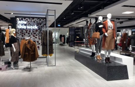 An image of suspended ceilings inside in Debenhams department store in Watford, installed by Construction Interior Design.